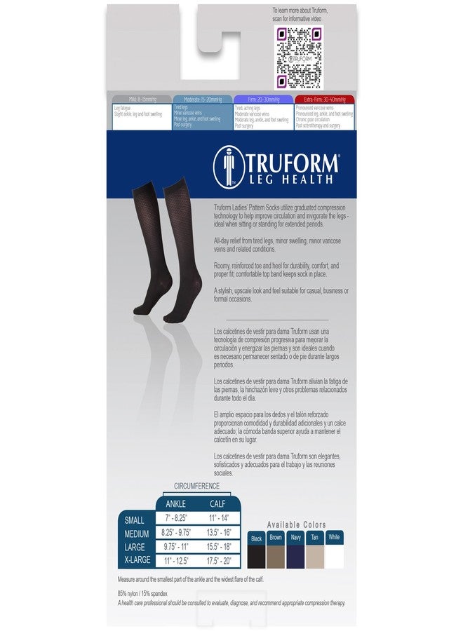 Truform Compression Socks, 15-20 mmHg, Women's Dress Socks, Knee High Over Calf Length, Black Diamond Knit, Medium - Image 5